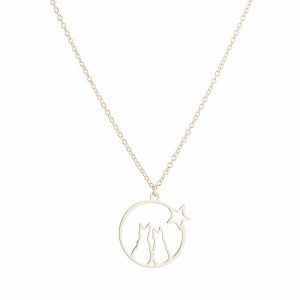Collier fantaisie 2 chats et 1 étoile