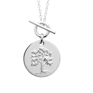 Collier arbre de vie et cercle barré argent rhodié