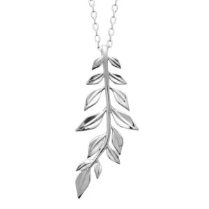 Collier argent rhodié branche de laurier
