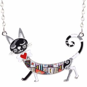 Collier chat multicolore émaillé