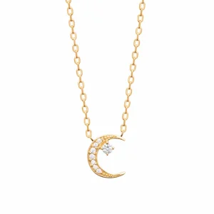 Collier croissant de lune plaqué or
