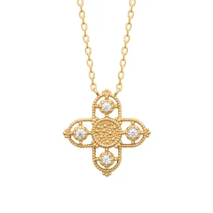 Collier croix plaqué or avec zircons