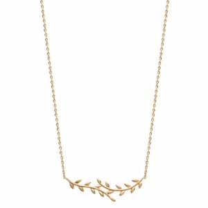 Collier laurier plaqué or