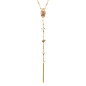 Collier oeil quartz rose synthétique plaqué or