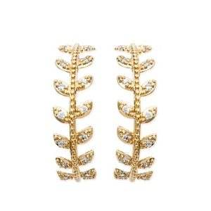 Créoles feuilles de laurier zircon plaqué or