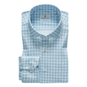 Emanuel Berg - Byron - Chemise manches longues à carreaux Albini 4Flex - Modern Fit - Bleu