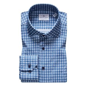 Emanuel Berg - Byron - Chemise manches longues à carreaux Albini 4Flex - Modern Fit - Marine/Blanc