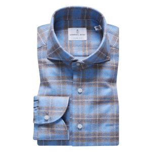 Emanuel Berg - Harvard - Chemise manches longues à carreaux de flanelle - Modern Fit - Bleu