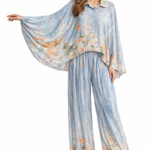 Pantalon fleuri plissé