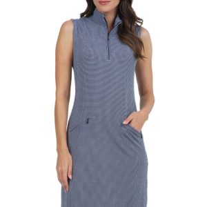 Ibkül - Mini Check Sleeveless Mock Neck Dress - 58754