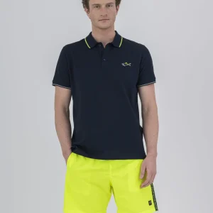 Paul & Shark - Polo uni manches courtes requin fluo