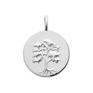 Pendentif médaille arbre de vie argent rhodié