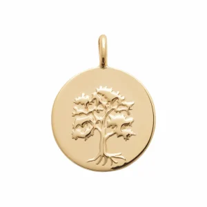 Pendentif médaille arbre de vie plaqué or