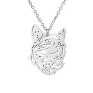 Collier chat acier inoxydable