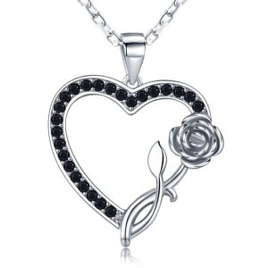 Collier coeur et sa rose