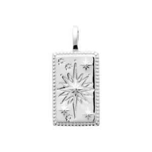 Pendentif médaille étoile argent rhodié