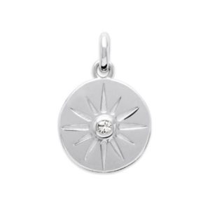 Pendentif médaille soleil zircon argent rhodié