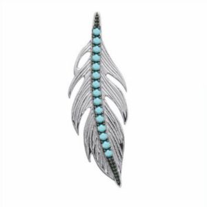 Pendentif plume turquoise argent rhodié