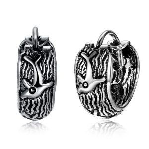 Boucles d’oreilles petites créoles dauphin argent vieilli