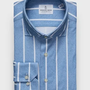 Emanuel Berg - Byron - Chemise manches longues à rayures Albini 4Flex - Modern Fit - Bleu